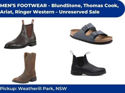 Mens Leading Brand Footwear Insurance Salvage - BlundStone, Thomas Cook, Ariat, Ringer Western